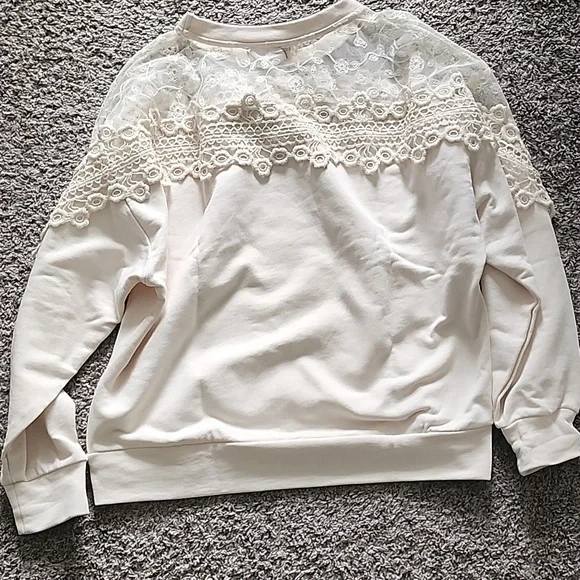 NWOT Cream Clothing Lace Sweatshirt - Picture 5 of 5